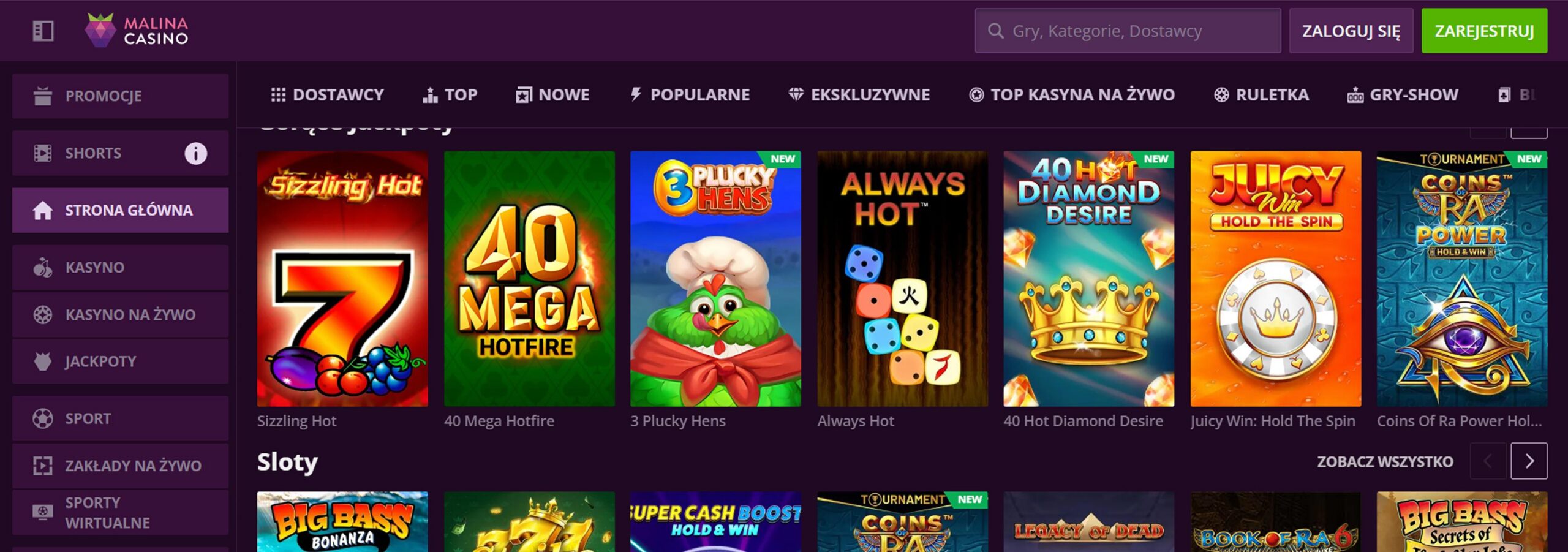 Malina Casino Gry Na Żywo